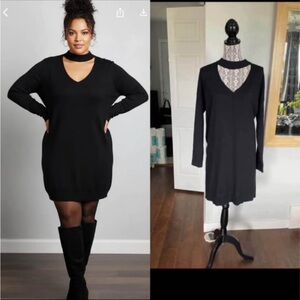 NWT JustFab XL Choker Knit Dress. Black.